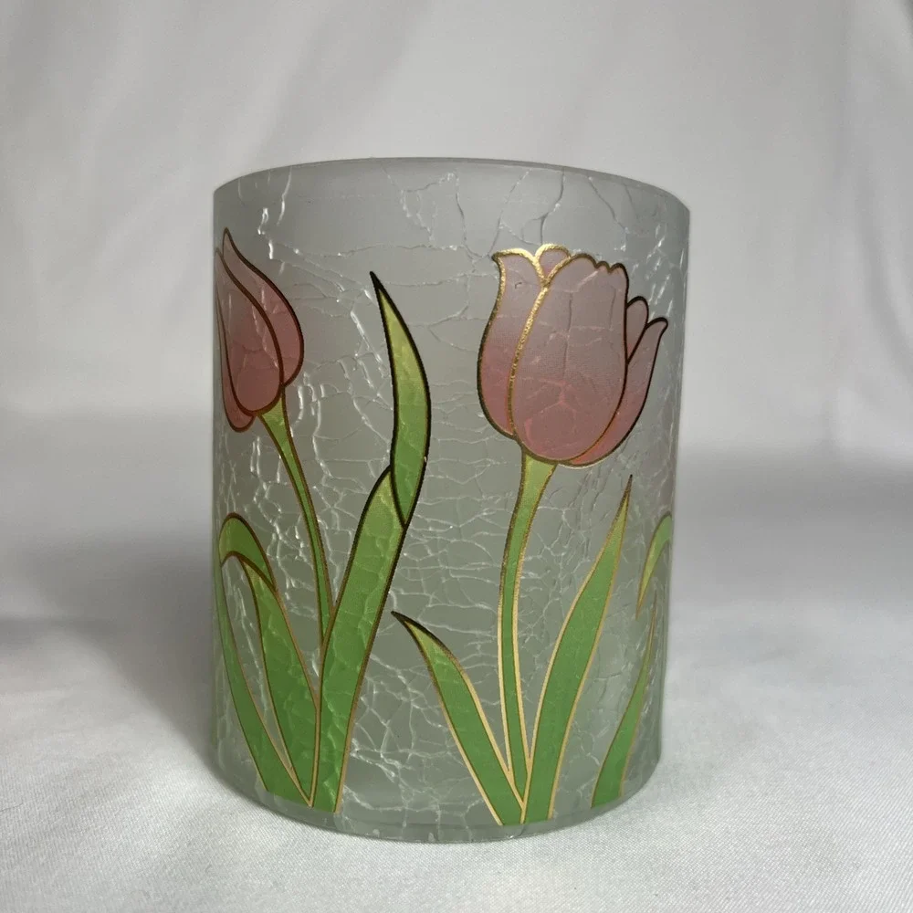 Yankee Candle Frosted Crackle Votive Tea Light Holder V/H TL/H spring Tulips New
